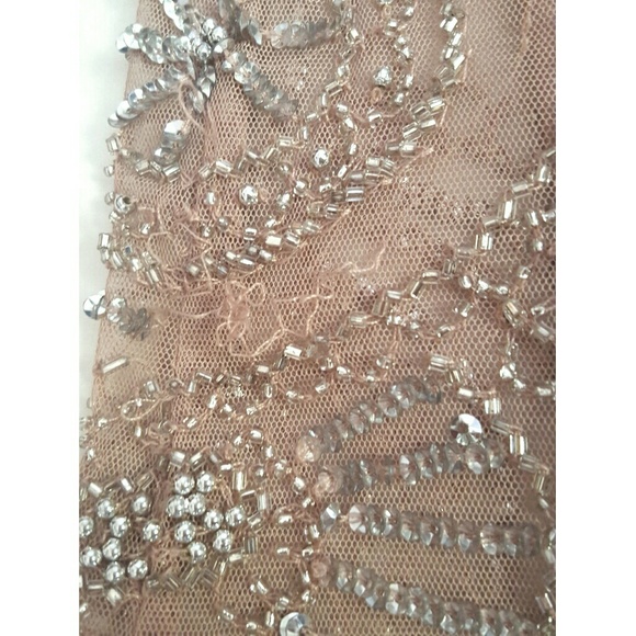 Aidan Mattox Beaded Illusion Long Sleeve Gown - Picture 7 of 8